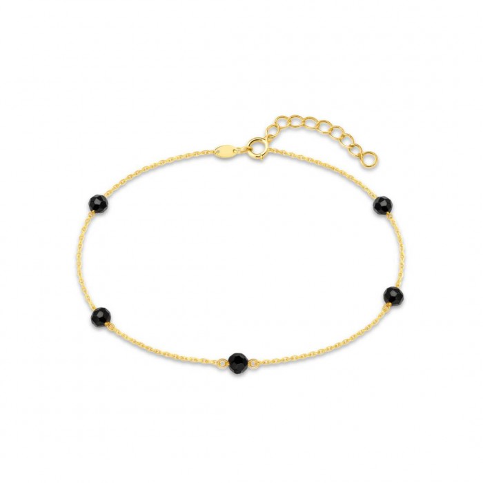 Bransoletka złota pr. 585 z czarnymi kamieniami