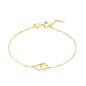Bransoletka złota pr. 585 z dwoma serduszkami
