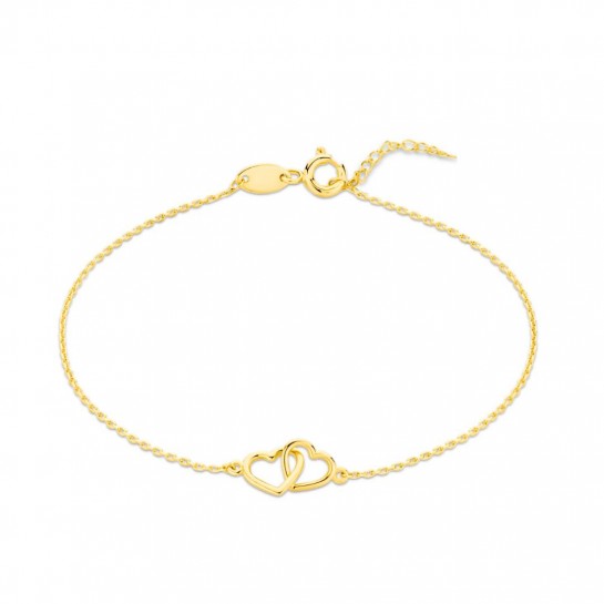 Bransoletka złota pr. 585 z dwoma serduszkami