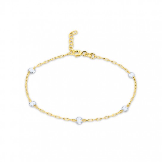 Bransoletka złota pr. 585 z pięcioma cyrkoniami