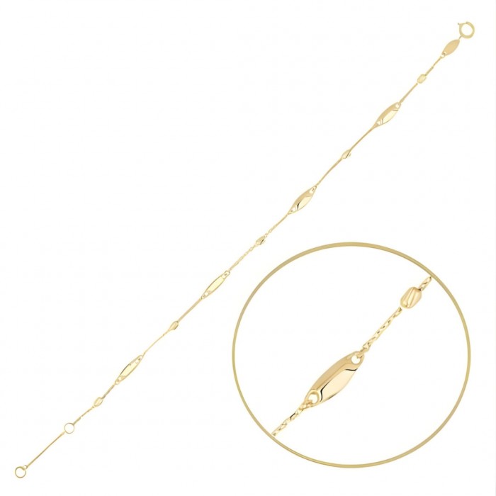 Bransoletka złota pr. 585 z podłużnymi zawieszkami 