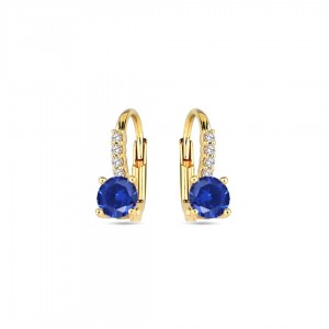 Kolczyki złote 585 z granatowymi cyrkoniami