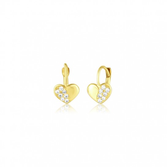 Kolczyki złoto pr. 585 serduszka zdobione cyrkoniami