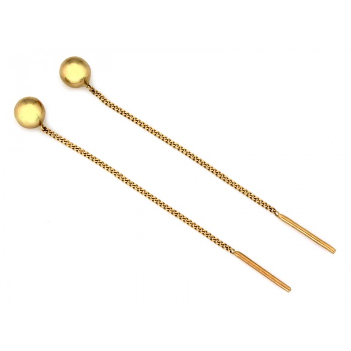 Kolczyki przewlekane złote pr. 585 z kuleczką przy uchu