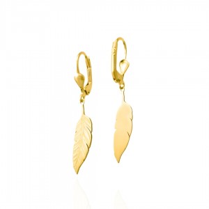 Kolczyki złote pr. 585 - piórka