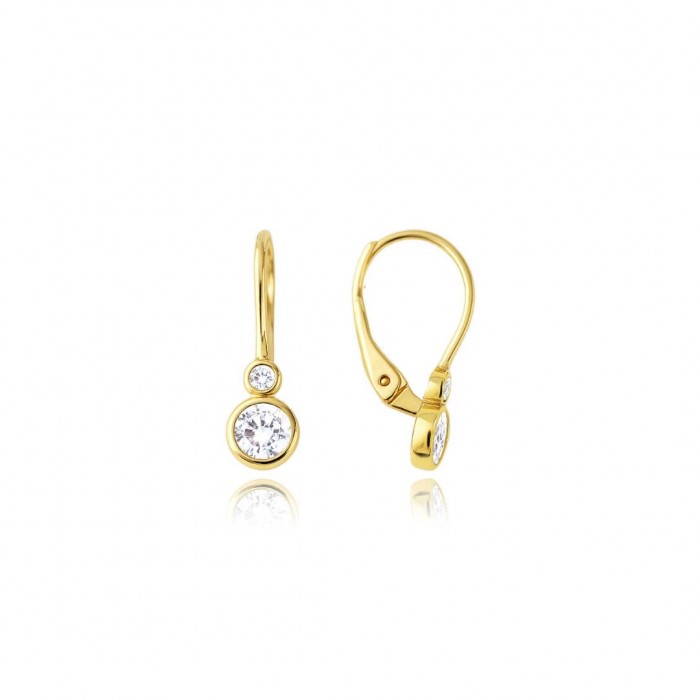 Kolczyki złote 585 z dwiema okrągłymi cyrkoniami