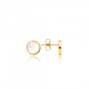 Kolczyki złote pr. 585 okrągłe z masą perłową