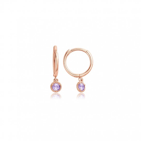 Kolczyki złoto różowe pr. 585 z wiszącymi cyrkoniami
