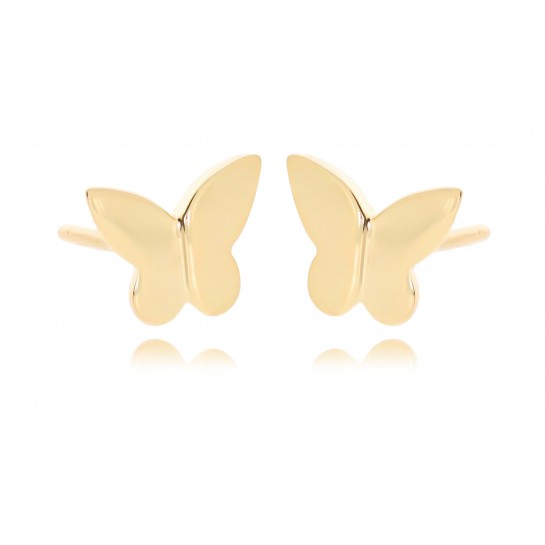 Kolczyki złote pr. 585 - gładkie motyle