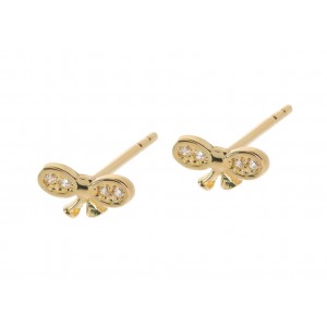Kolczyki złote pr. 585 - kokardki z cyrkonią