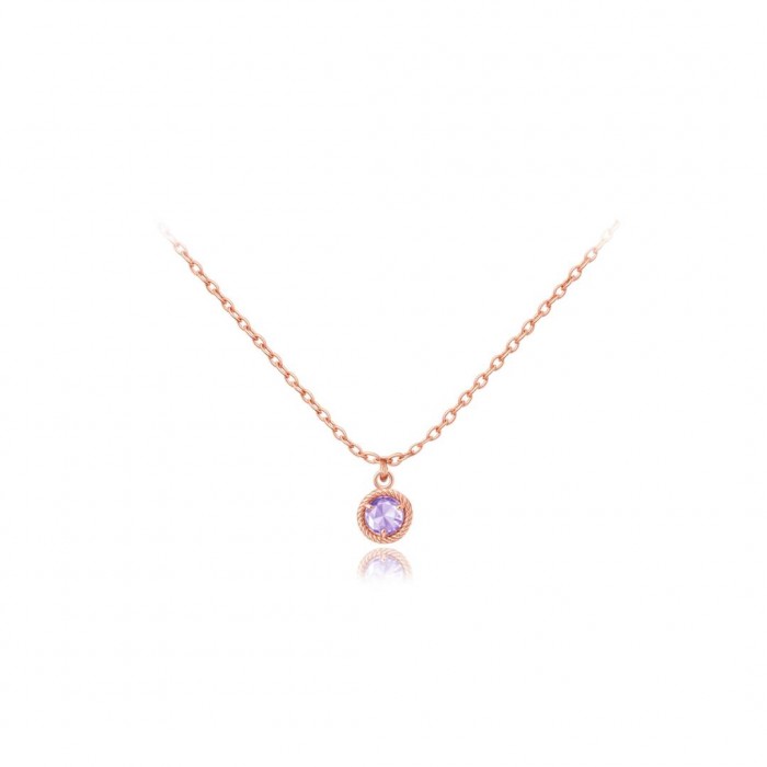 Naszyjnik złoto różowe pr. 585 z cyrkonią