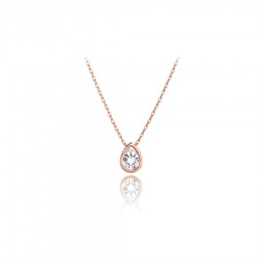 Naszyjnik złoty 585 rose gold z cyrkonią w kształcie łezki