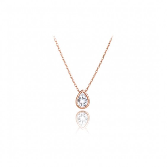 Naszyjnik złoty 585 rose gold z cyrkonią w kształcie łezki