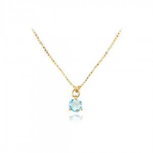 Naszyjnik złoty 585 z zawieszką błękitny topaz