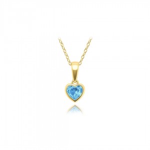 Naszyjnik złoty pr. 585 z błękitnym serduszkiem