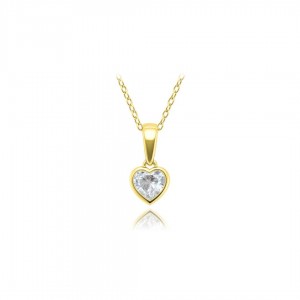 Naszyjnik złoty pr. 585 z cyrkonią w kształcie serduszka