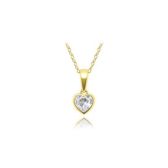 Naszyjnik złoty pr. 585 z cyrkonią w kształcie serduszka