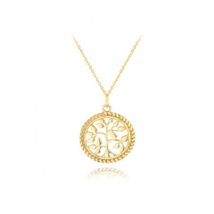 Naszyjnik złoty pr. 585 z zawieszką - drzewo szczęścia