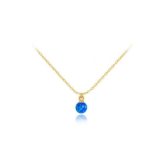 Naszyjnik złoty pr. 585 z zawieszką - niebieski opal