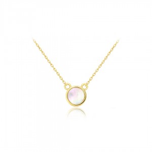 Naszyjnik złoty pr. 585 z zawieszką zdobioną masą perłową