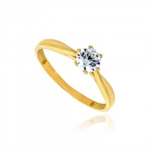 Pierścionek złoty pr. 585 zaręczynowy klasyczny z cyrkonią