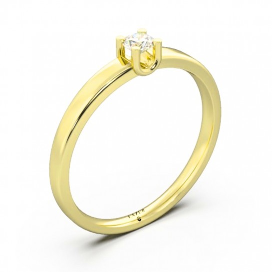Złoty pierścionek zaręczynowy z brylantem 0,11 ct