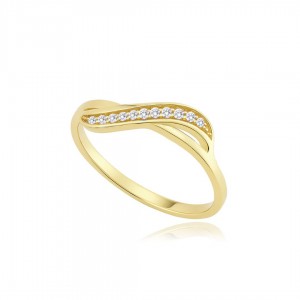 Pierścionek złoty pr. 585 elegancki wzór z cyrkoniami