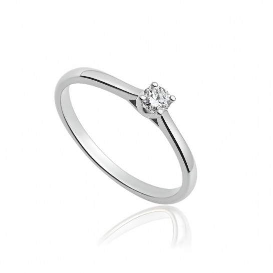 Pierścionek zaręczynowy z białego złota 585 z brylantem 0,12 ct