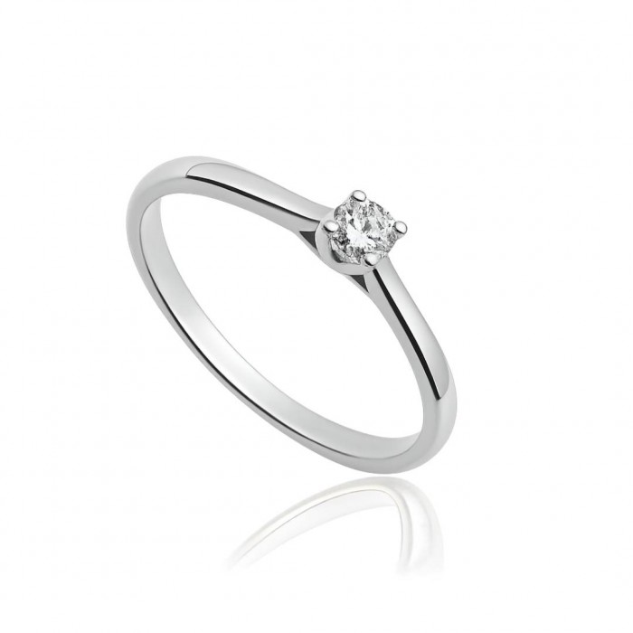 Pierścionek zaręczynowy z białego złota 585 z brylantem 0,12 ct