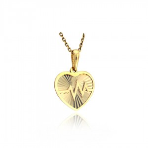 Zawieszka złoto pr. 585 - frezowane serduszko z linią życia - EKG