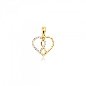 Zawieszka złota pr. 585 z cyrkoniami - serduszko z nieskończonością