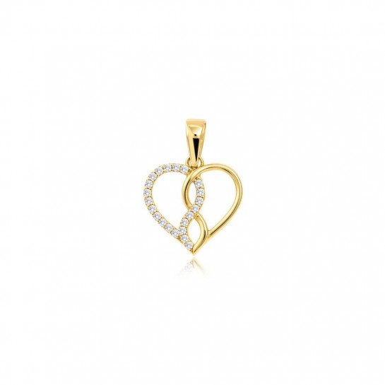 Zawieszka złota pr. 585 z cyrkoniami - serduszko z nieskończonością