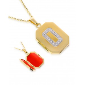 Zawieszka złota pr. 585 z diamentami - puzderko 